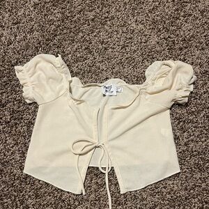 🤍Princess Polly Cream Tie-Front Top🤍